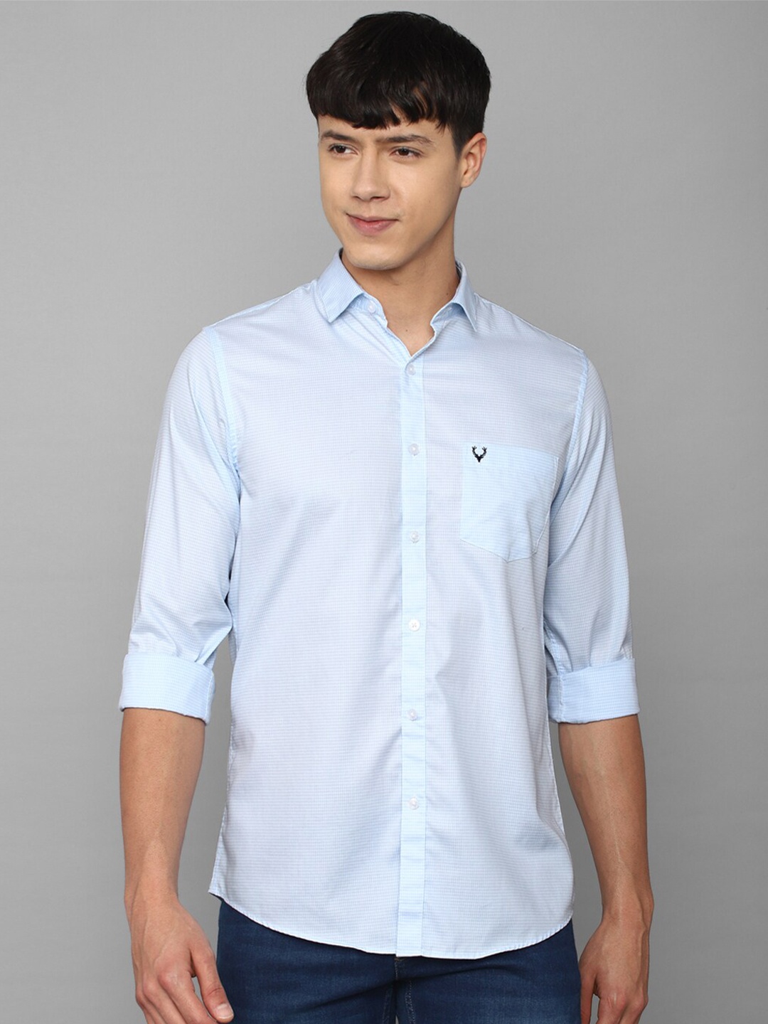 

Allen Solly Men Blue Solid Slim Fit Casual Cotton Shirt