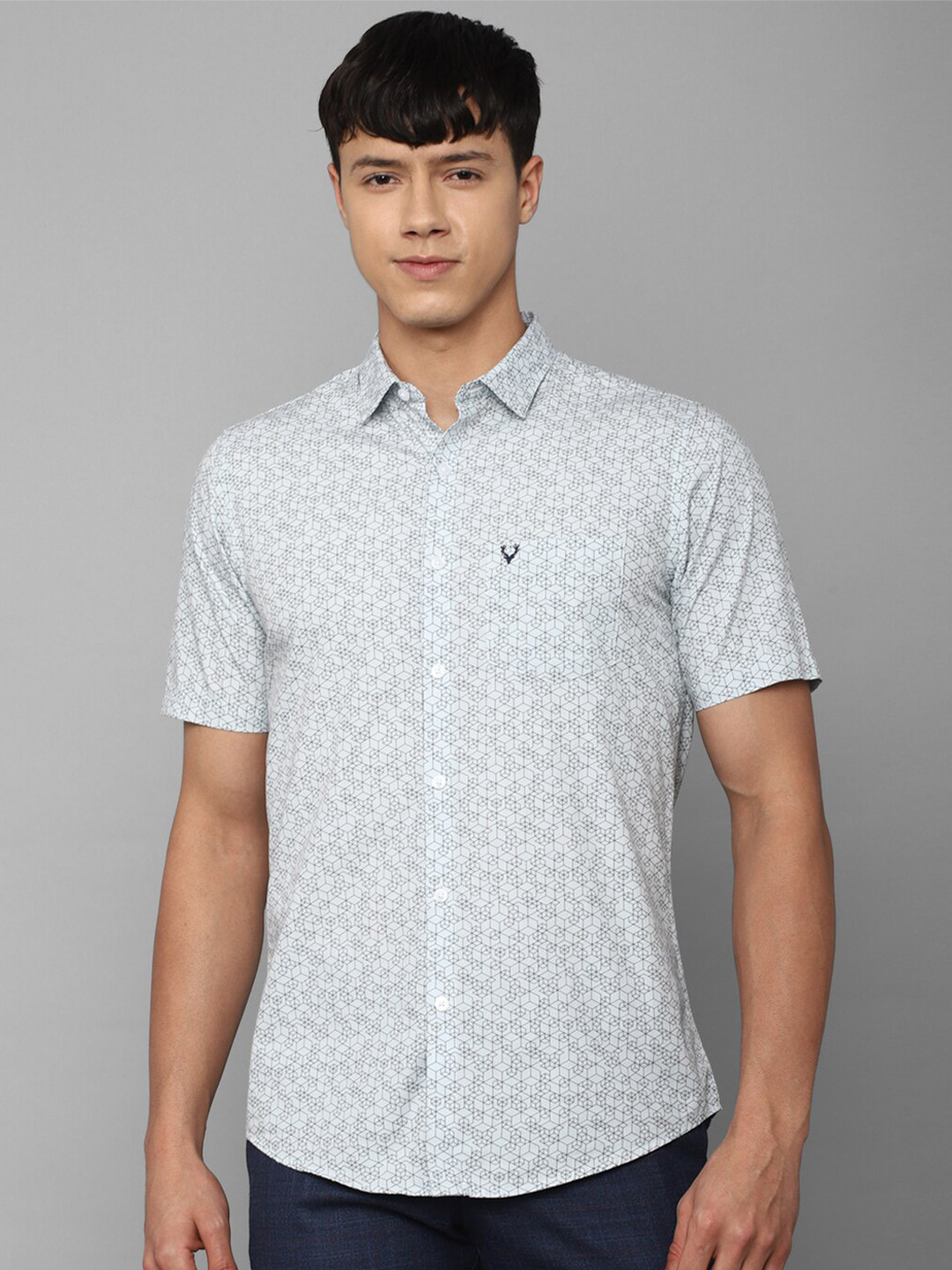 

Allen Solly Men Slim Fit Printed Casual Cotton Shirt, Grey