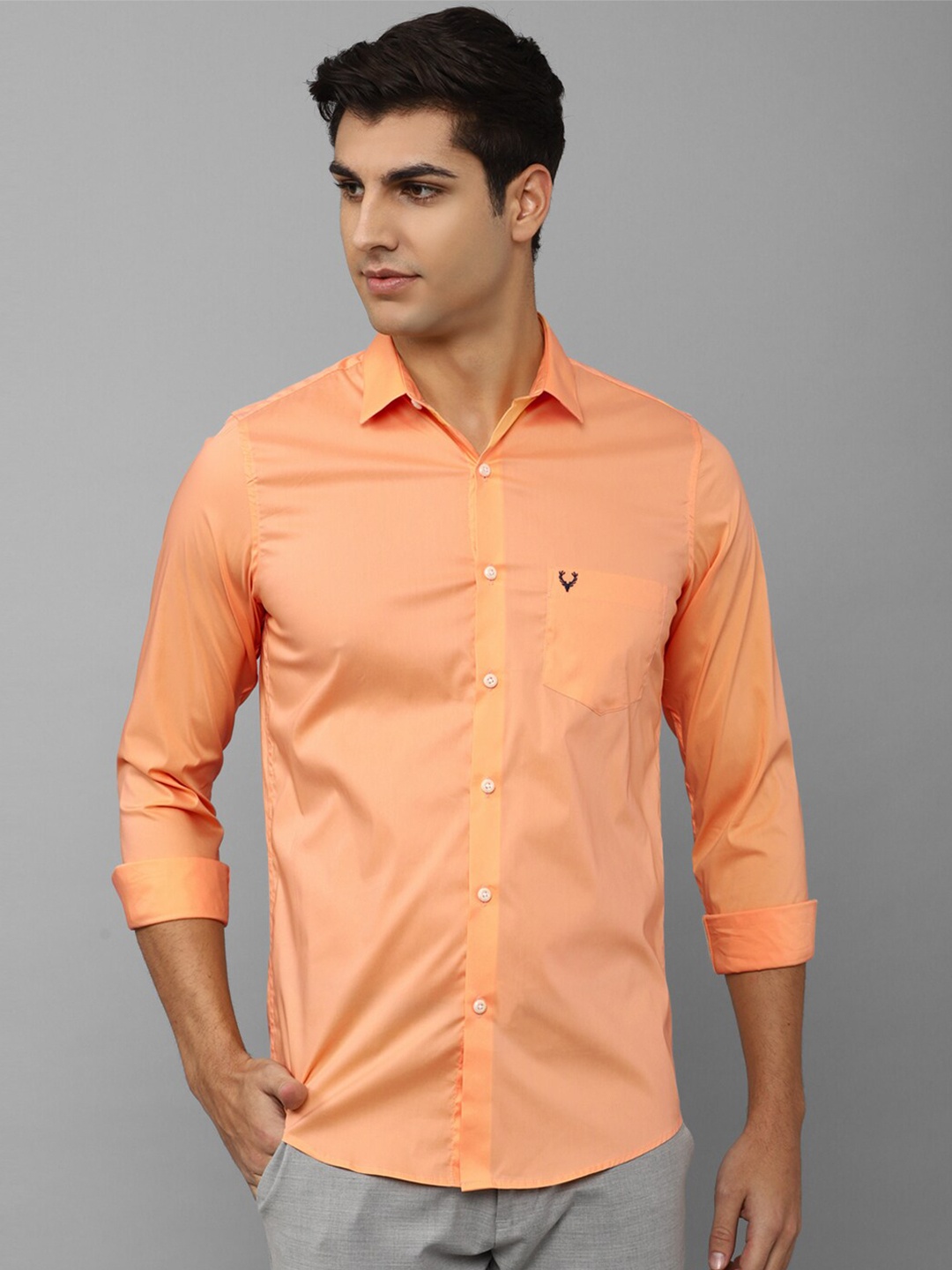 

Allen Solly Men Slim Fit Casual Cotton Shirt, Peach