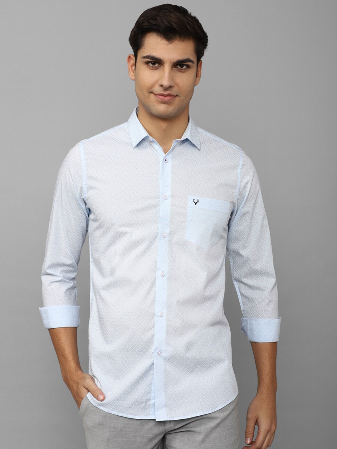 

Allen Solly Men Slim Fit Abstract Printed Casual Cotton Shirt, Blue