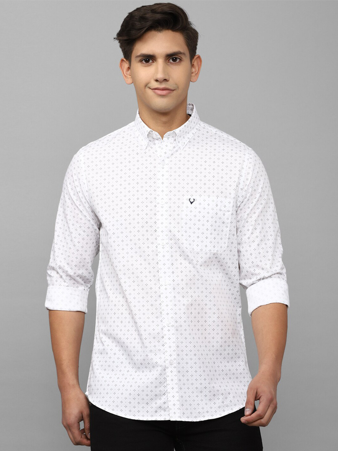 

Allen Solly Men Slim Fit Printed Casual Cotton Shirt, White