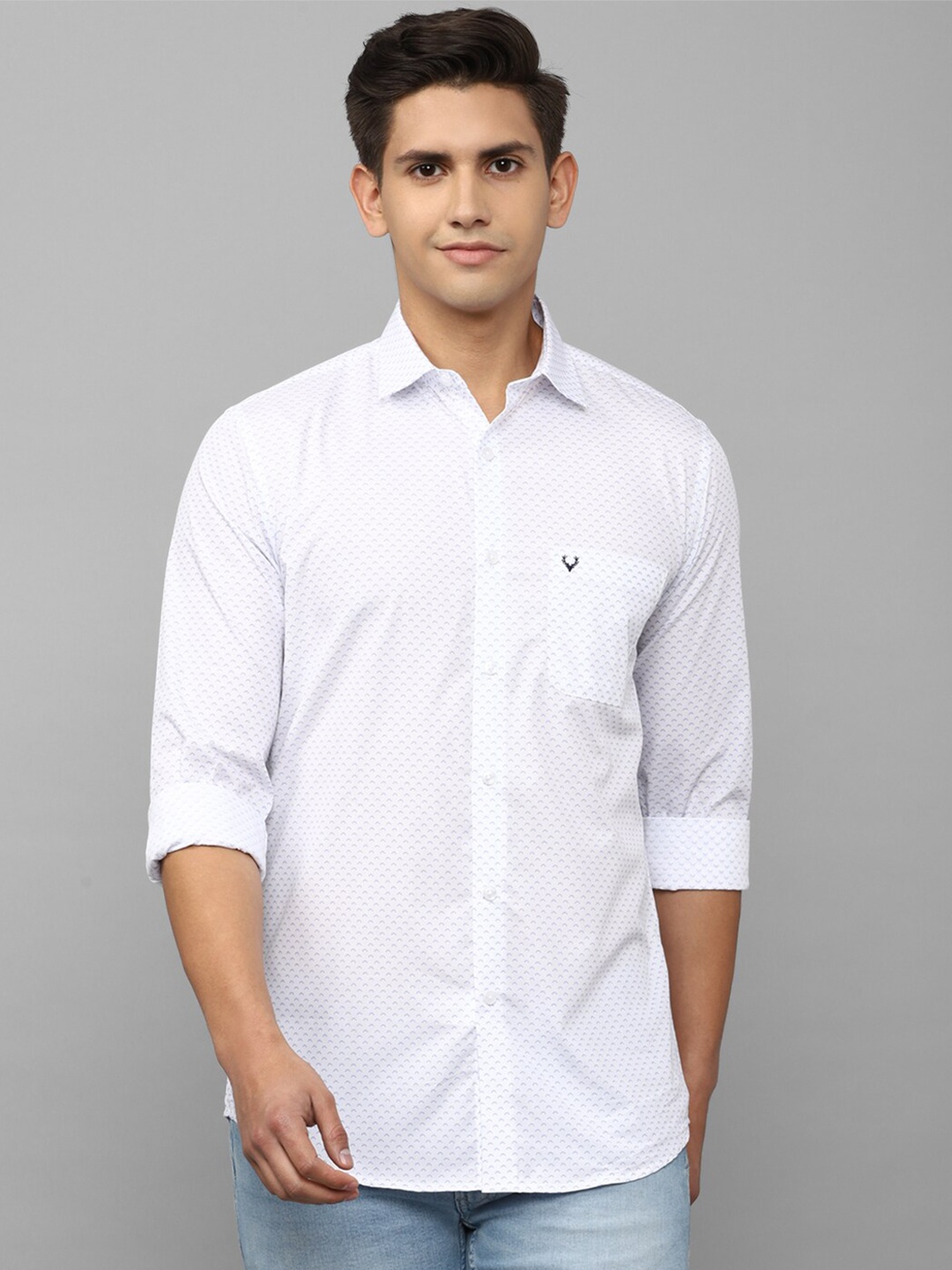 

Allen Solly Men Slim Fit Printed Casual Cotton Shirt, White