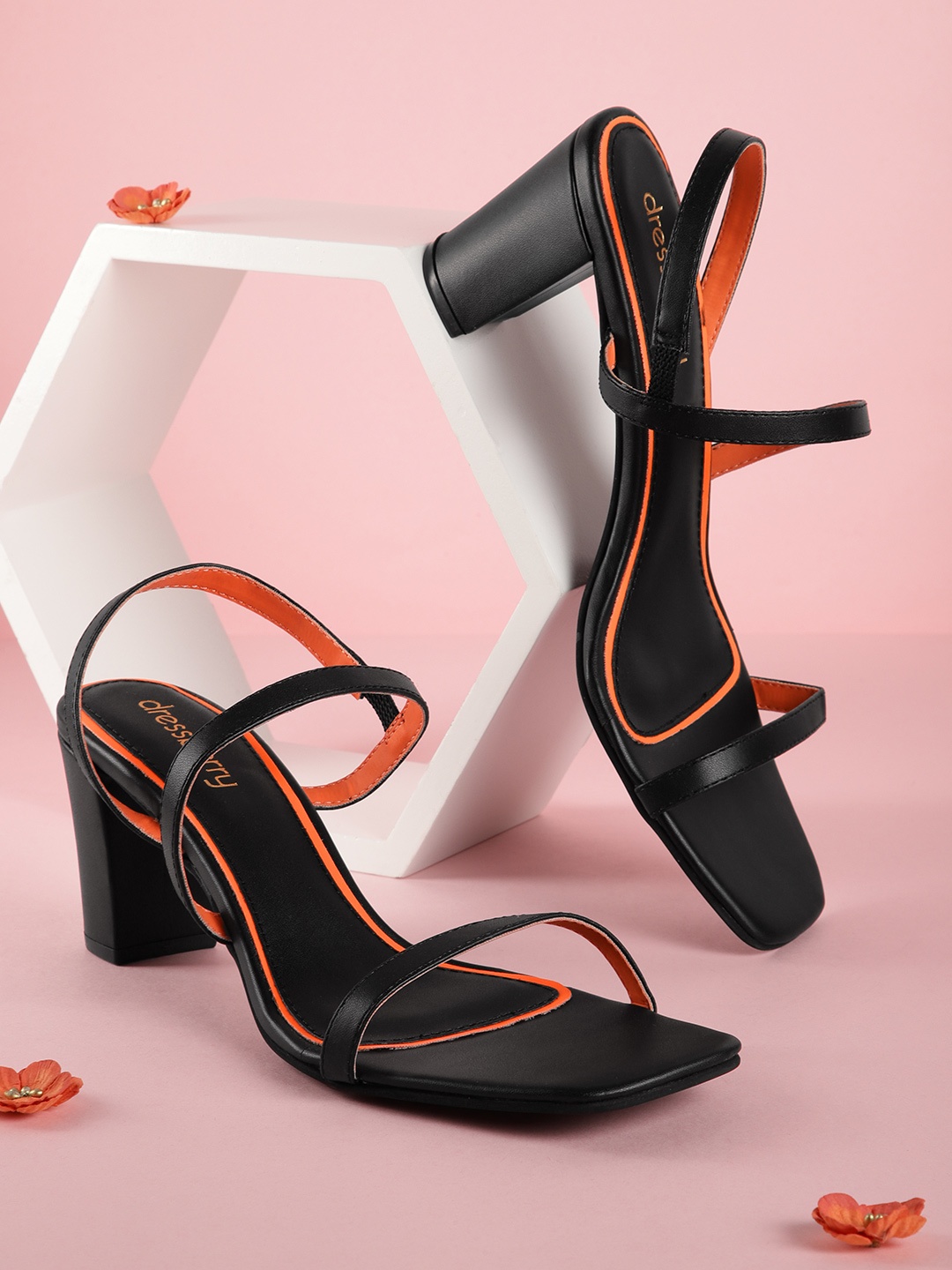 

DressBerry Women Open Toe Block Heels, Black