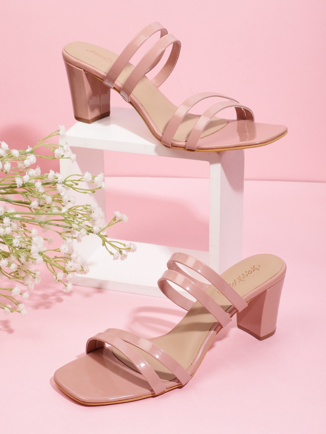 

DressBerry Solid Block Sandals, Nude