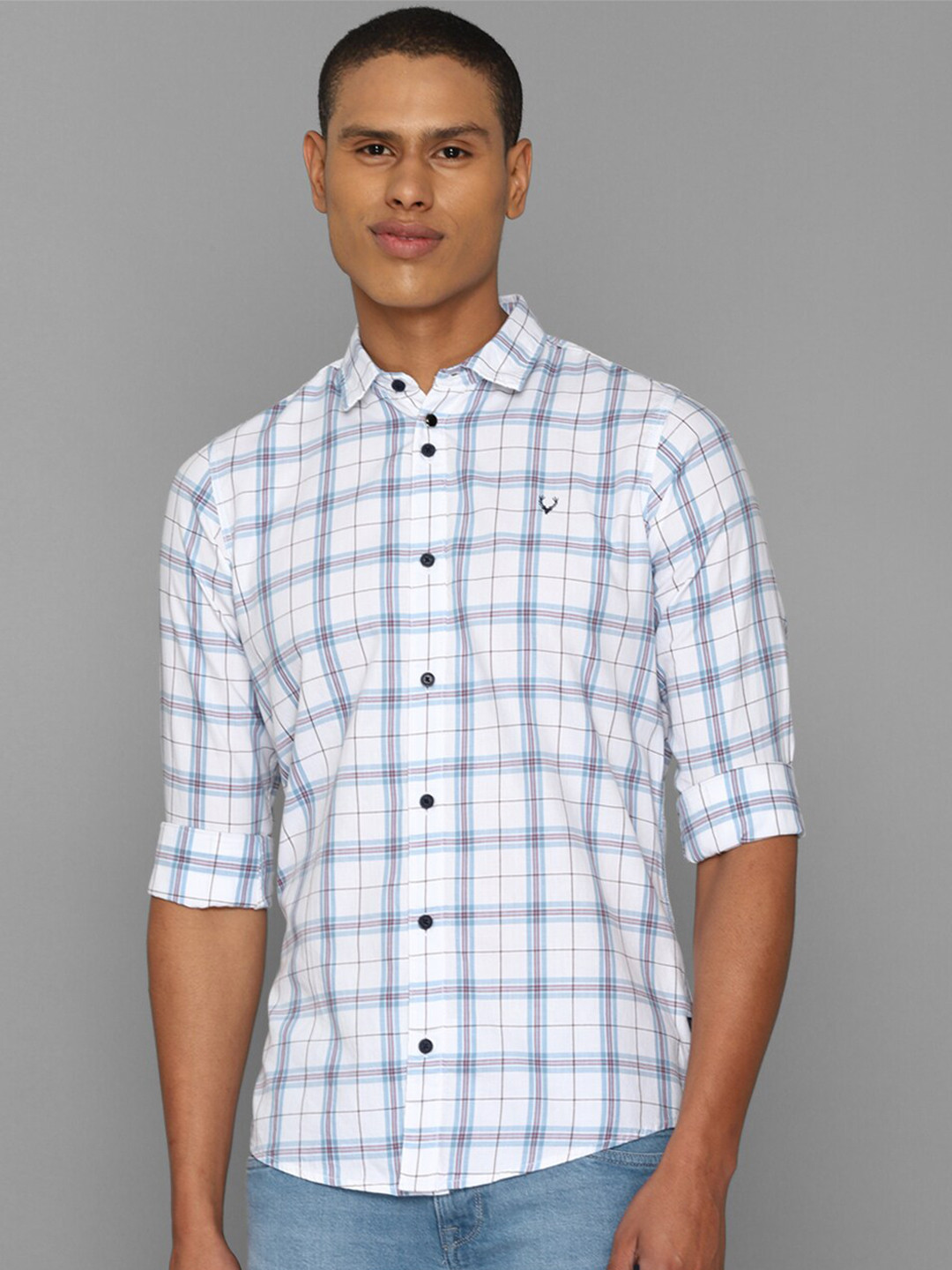 

Allen Solly Sport Men Checked Casual Cotton Shirt, White