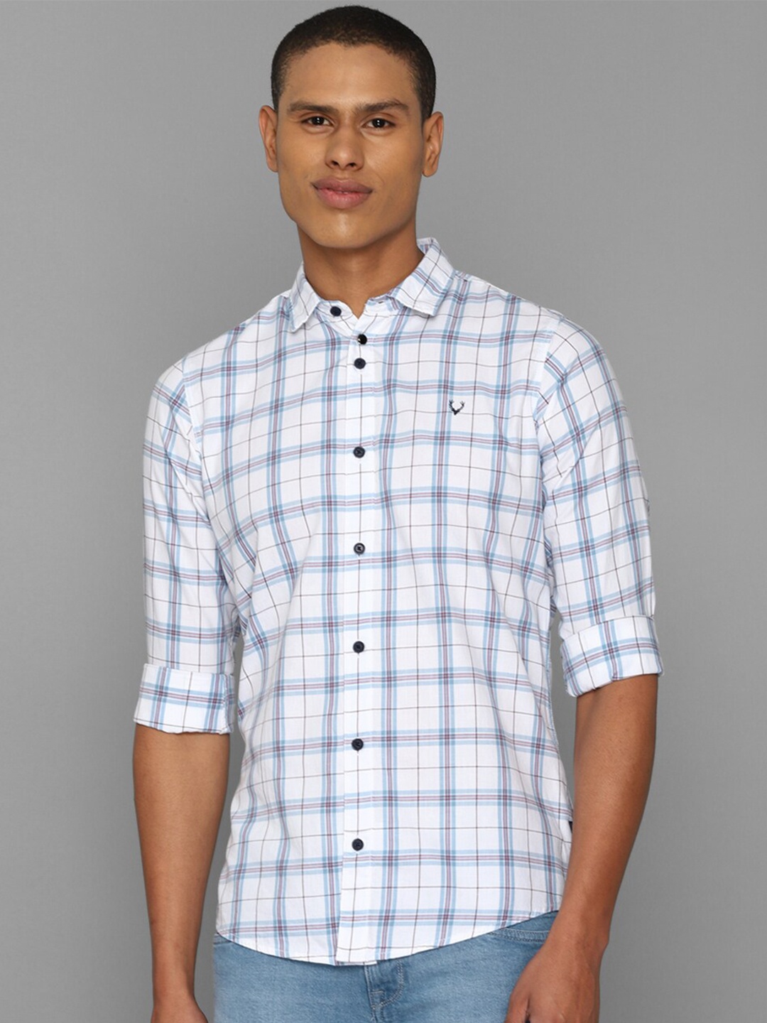 

Allen Solly Sport Men Checked Pure Cotton Casual Shirt, White