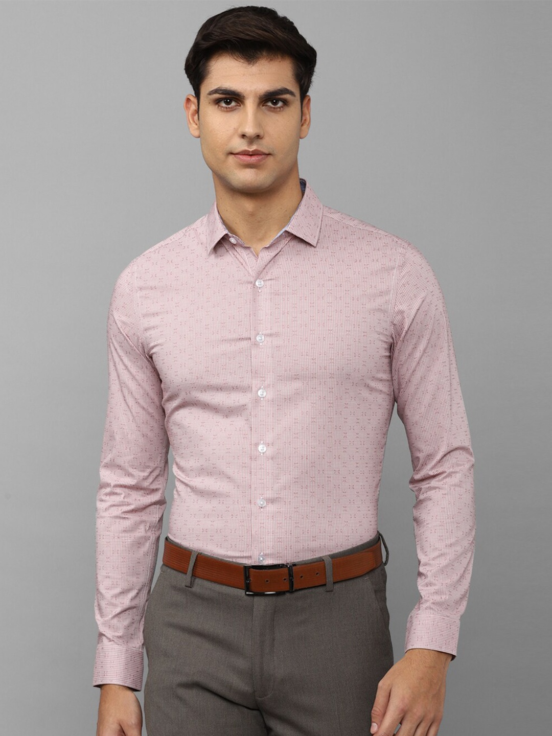 

Louis Philippe Men Micro Ditsy Printed Slim Fit Formal Shirt, Mauve