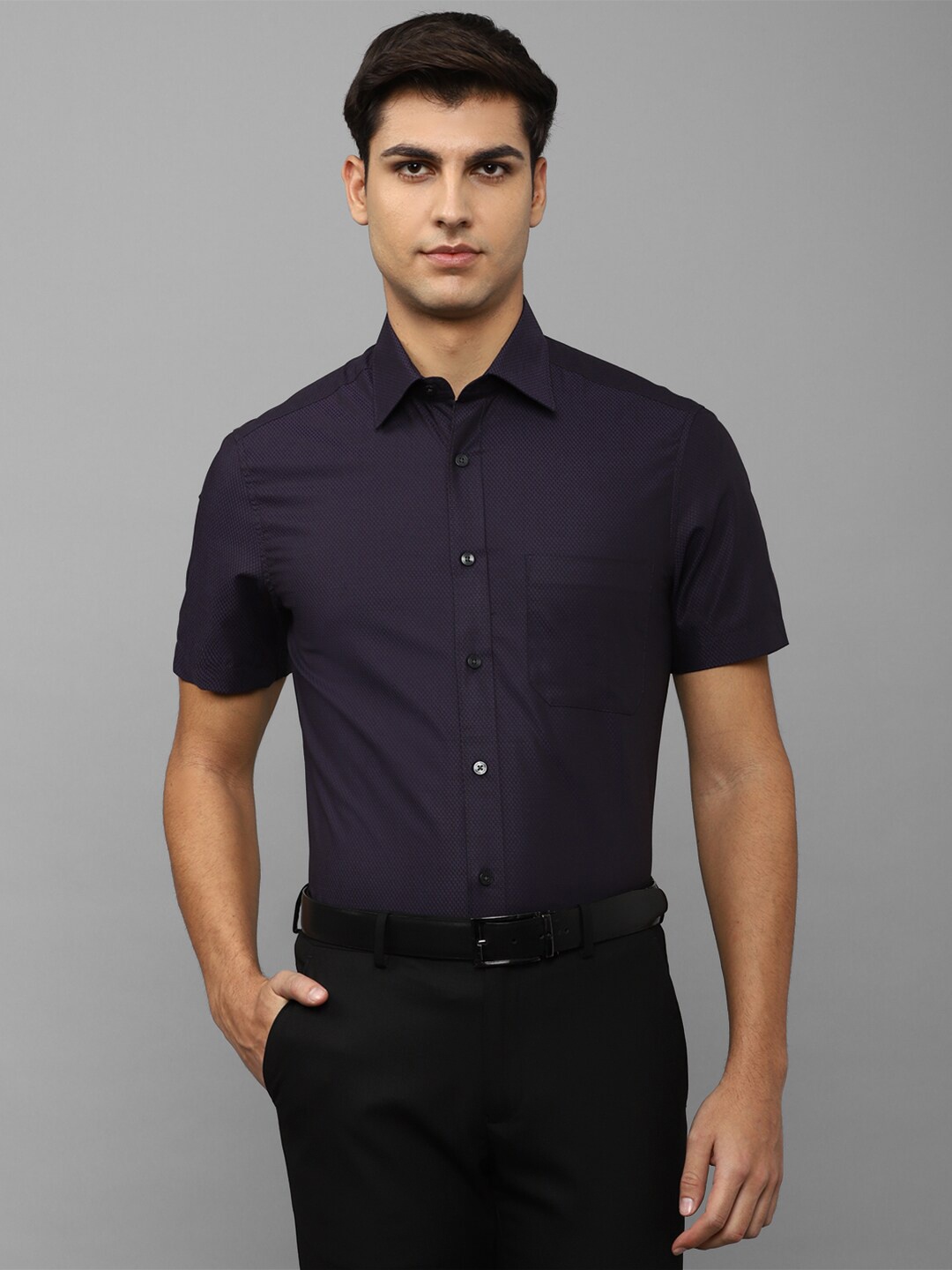 

Louis Philippe Men Pure Cotton Formal Shirt, Purple