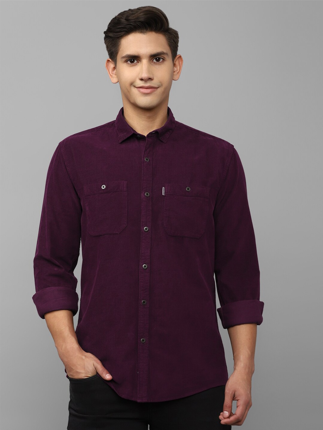 

Louis Philippe Jeans Men Slim Fit Pure Cotton Casual Shirt, Purple