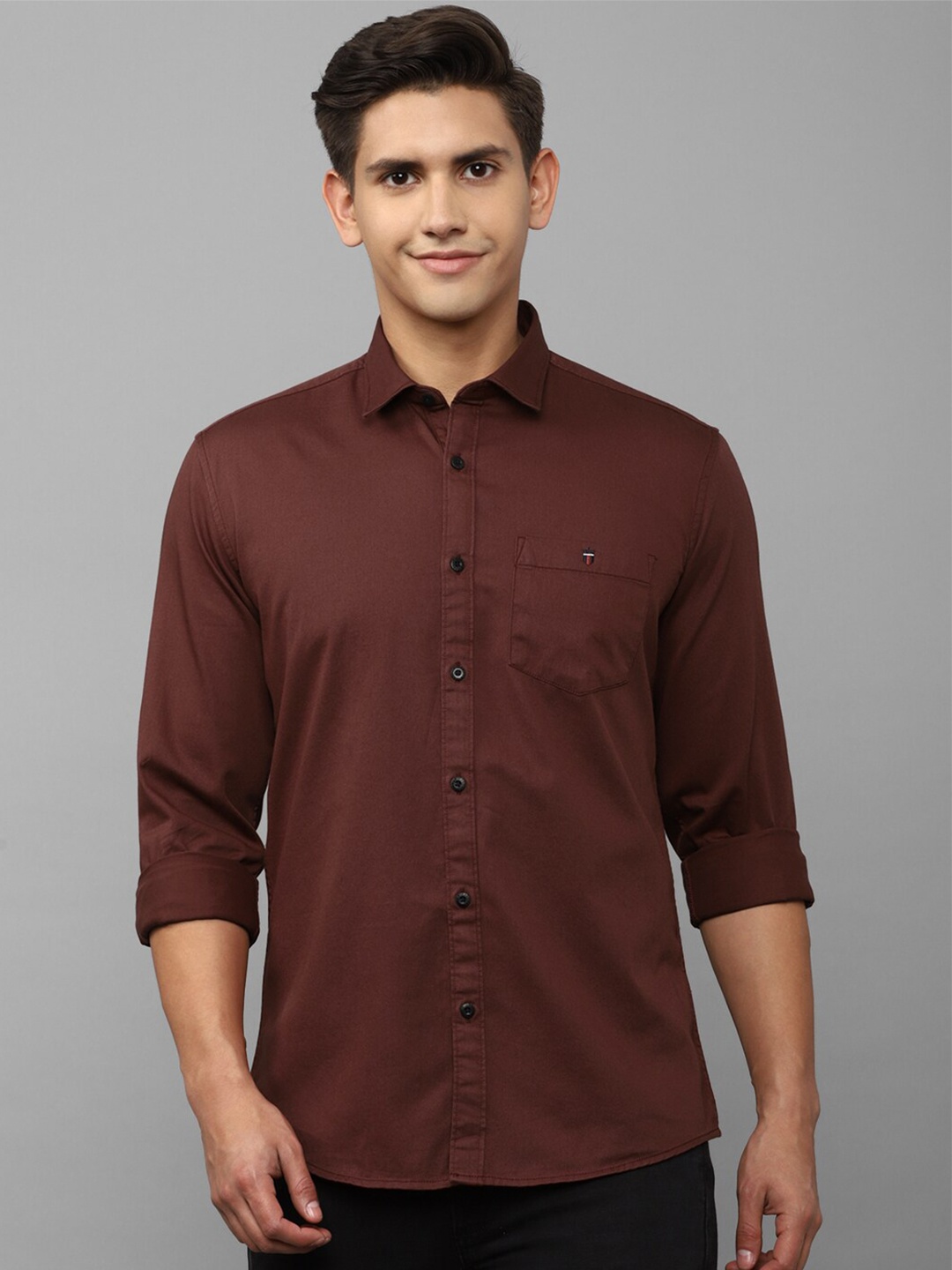 

Louis Philippe Jeans Men Slim Fit Pure Cotton Casual Shirt, Maroon