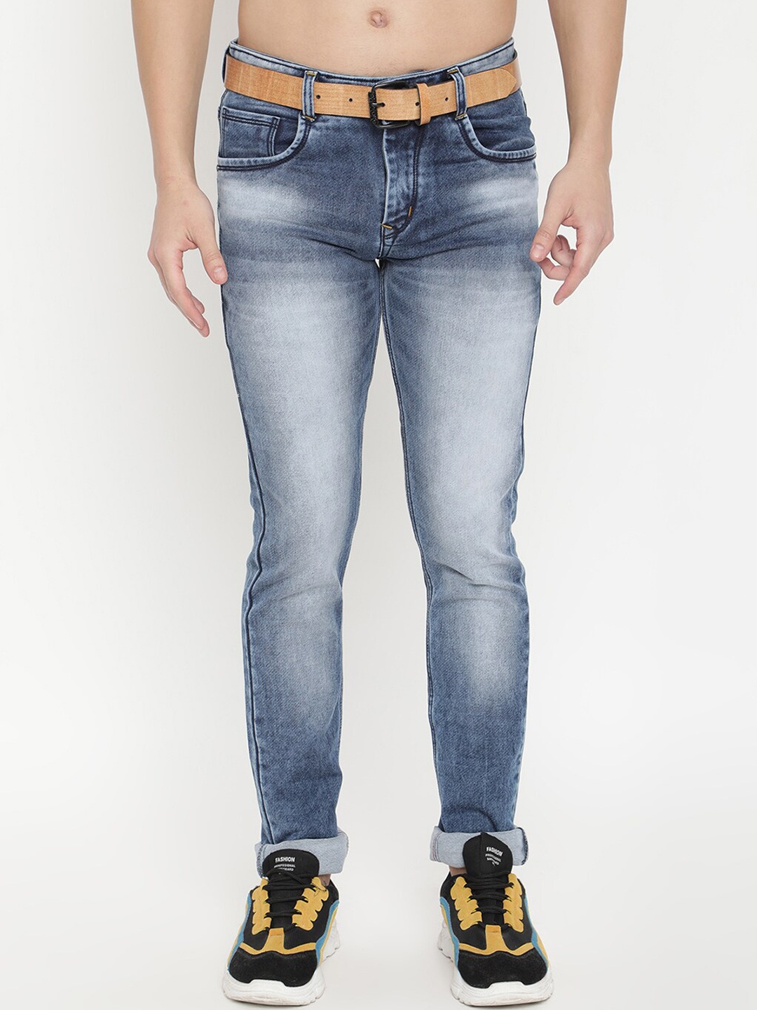 

V2 Value & Variety Men Mildly Distressed Heavy Fade Jeans, Blue
