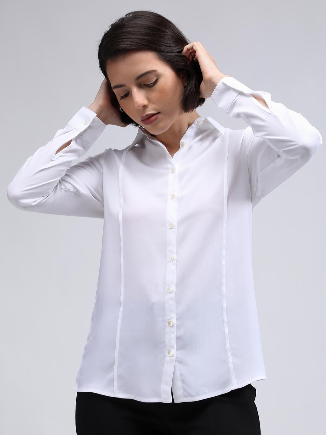 

IDK Long Sleeves Shirt Style Top, White