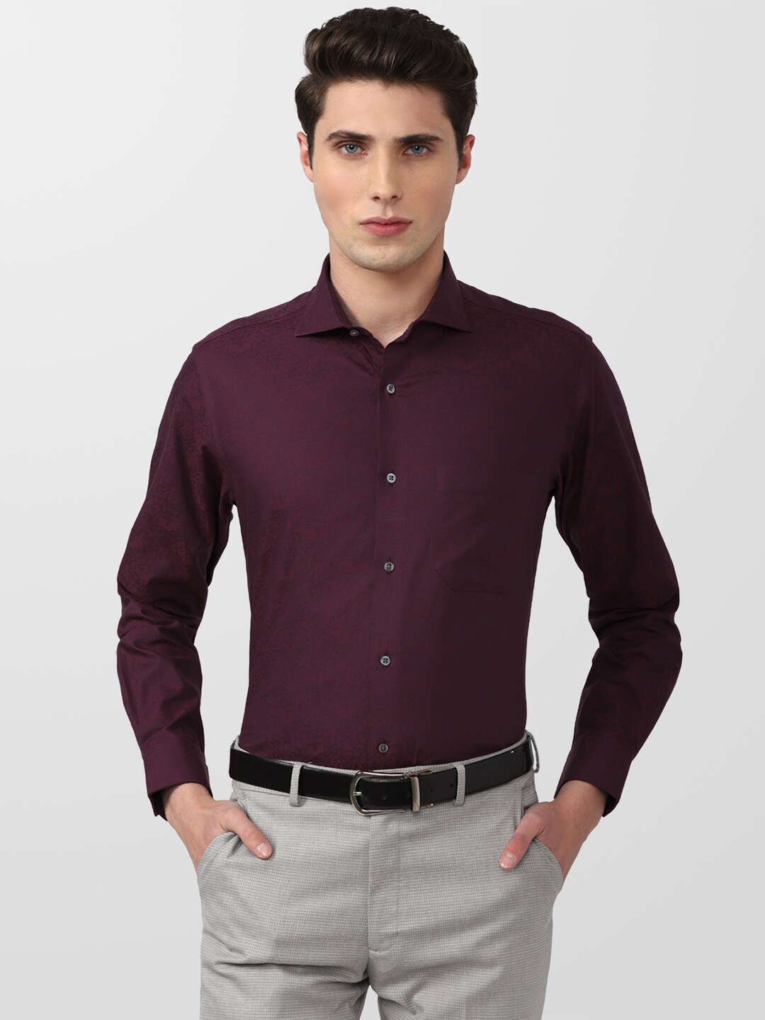 

Van Heusen Men Pure Cotton Formal Shirt, Maroon