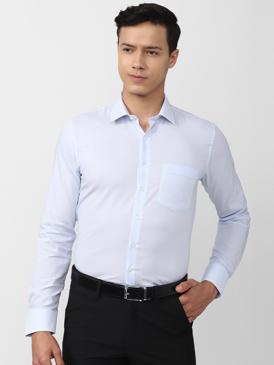 

Van Heusen Men Slim Fit Pure Cotton Formal Shirt, Blue