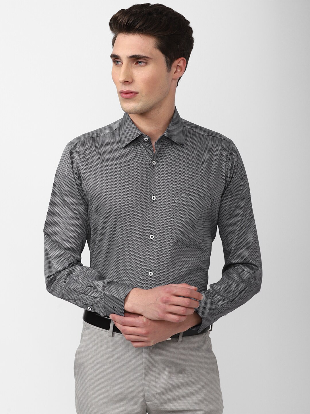 

Van Heusen Men Pure Cotton Formal Shirt, Grey