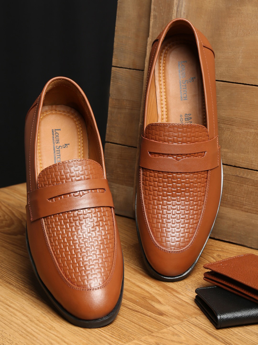 

LOUIS STITCH Men Russet Tan Mocassins Italian Leather Formal Shoes
