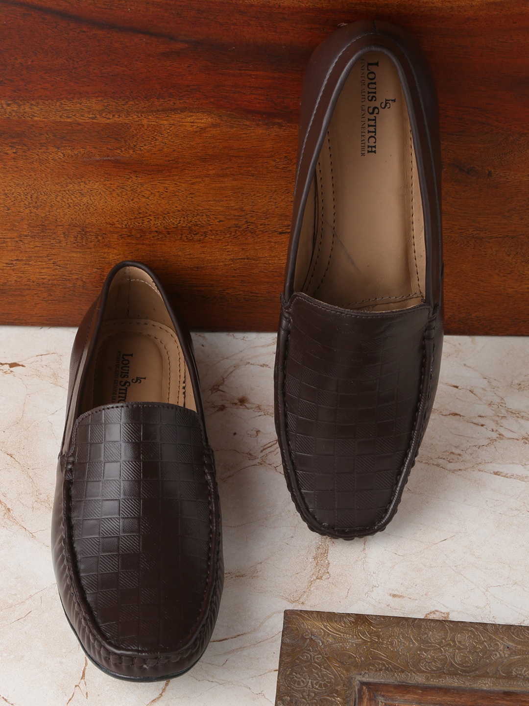 

LOUIS STITCH Men Leather Formal Loafers, Brown