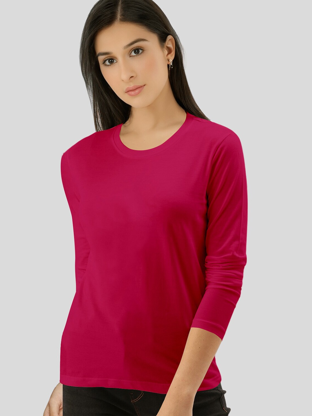 

Pootlu Women Round Neck T-shirt, Pink