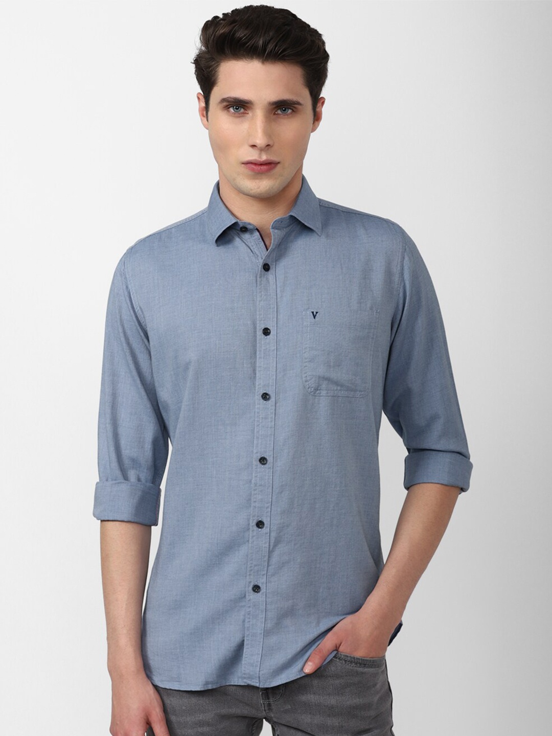 

Van Heusen Sport Men Slim Fit Pure Cotton Casual Shirt, Blue