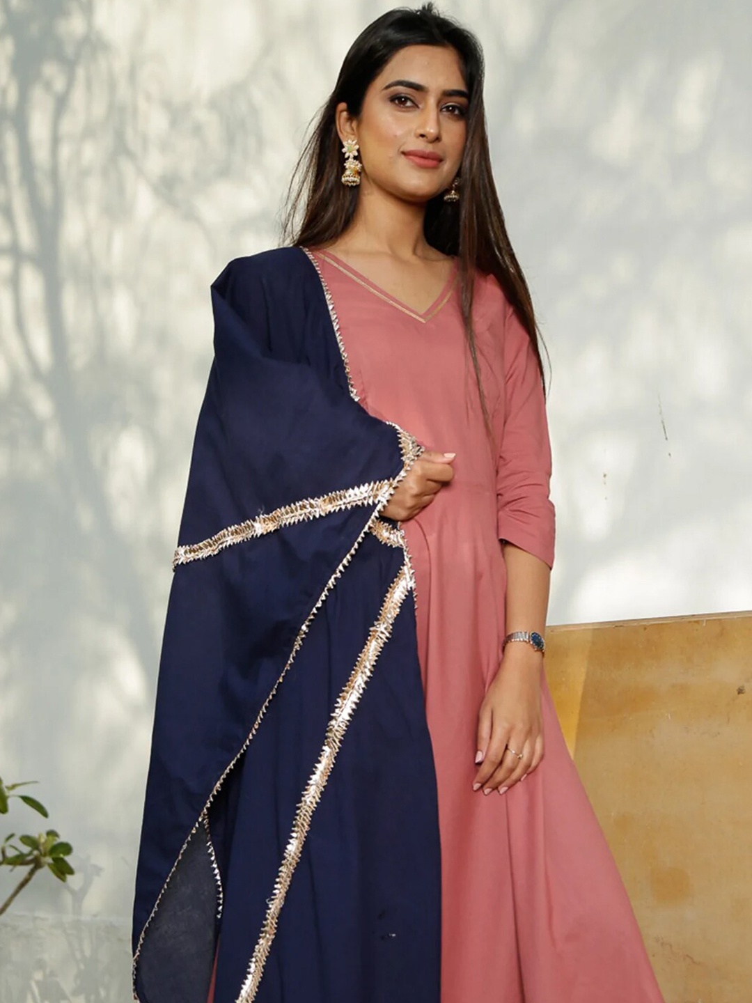

Ambraee Women Gotta Patti Kurta with Trousers & With Dupatta, Pink