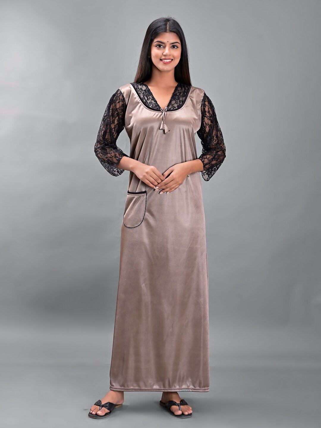 

Apratim Women Maxi Nightdress, Brown