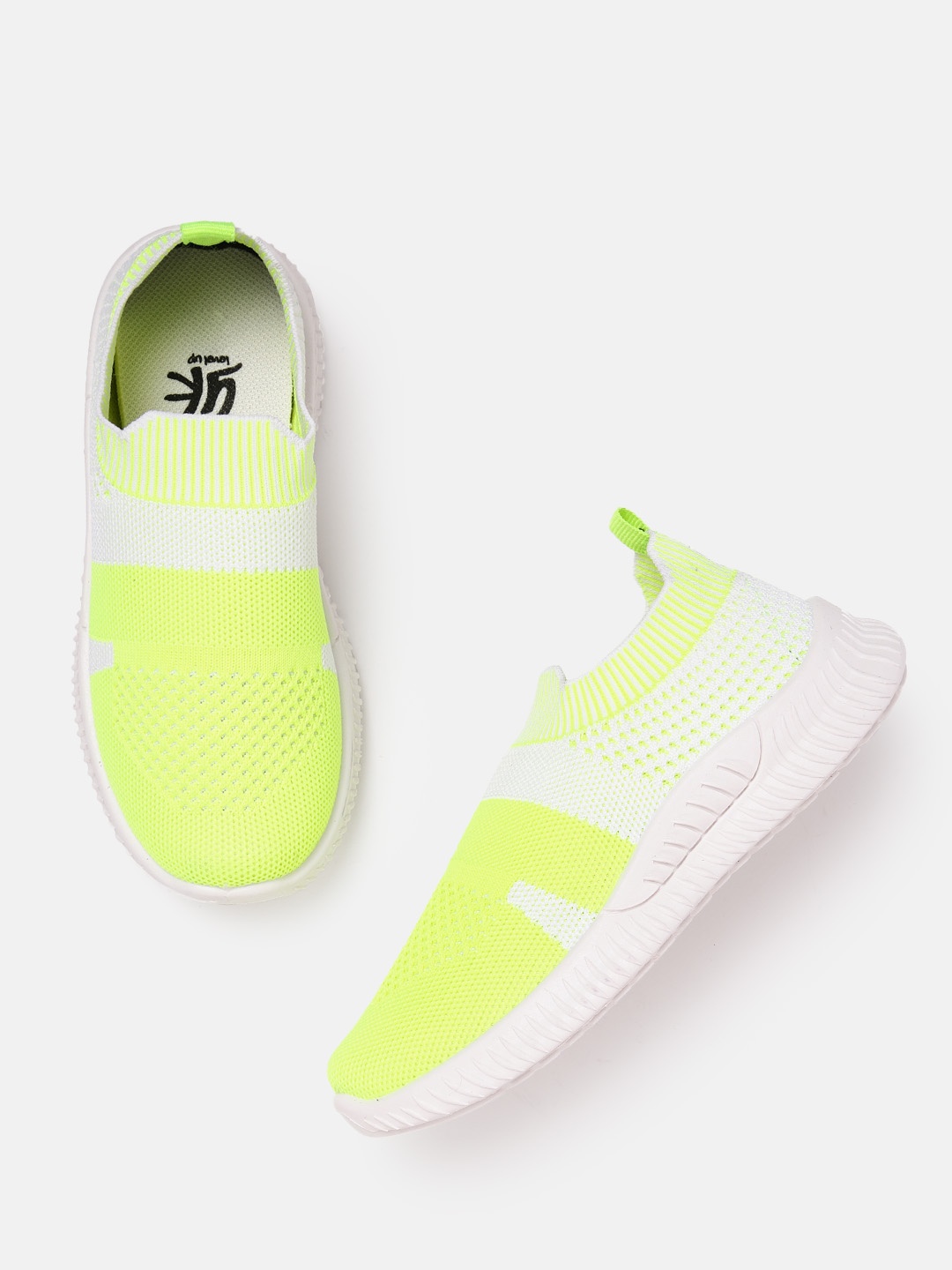 

YK Kids Woven Design Slip-On Sneakers, Fluorescent green