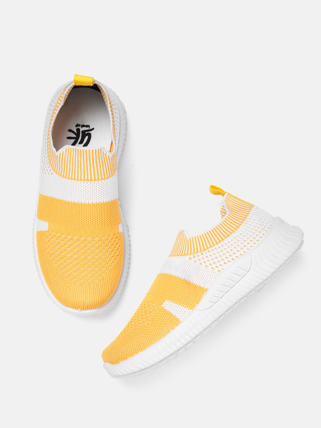 

YK Kids Woven Design Slip-On Sneakers, Mustard