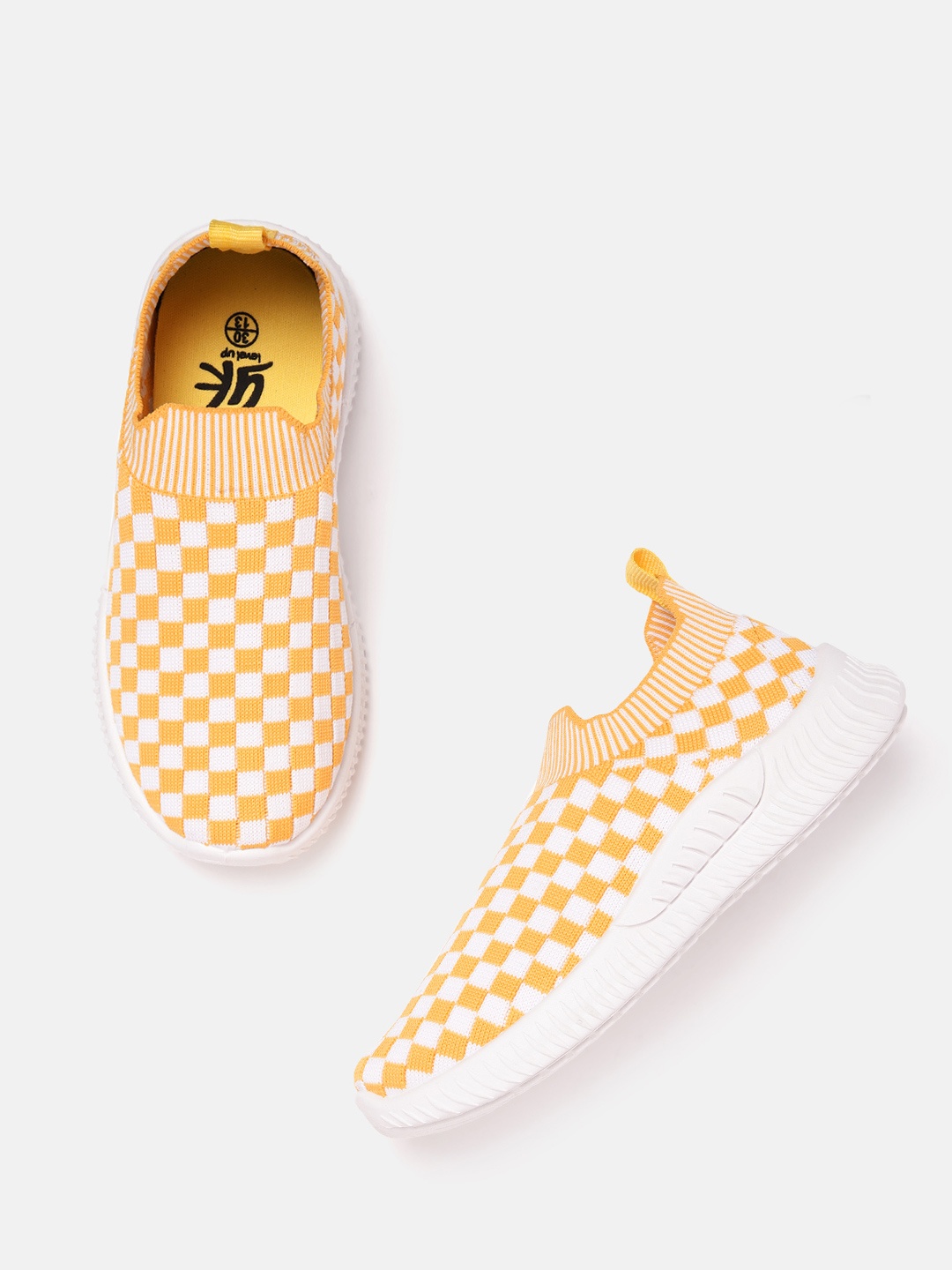 

YK Kids Checked Slip-On Sneakers, Yellow