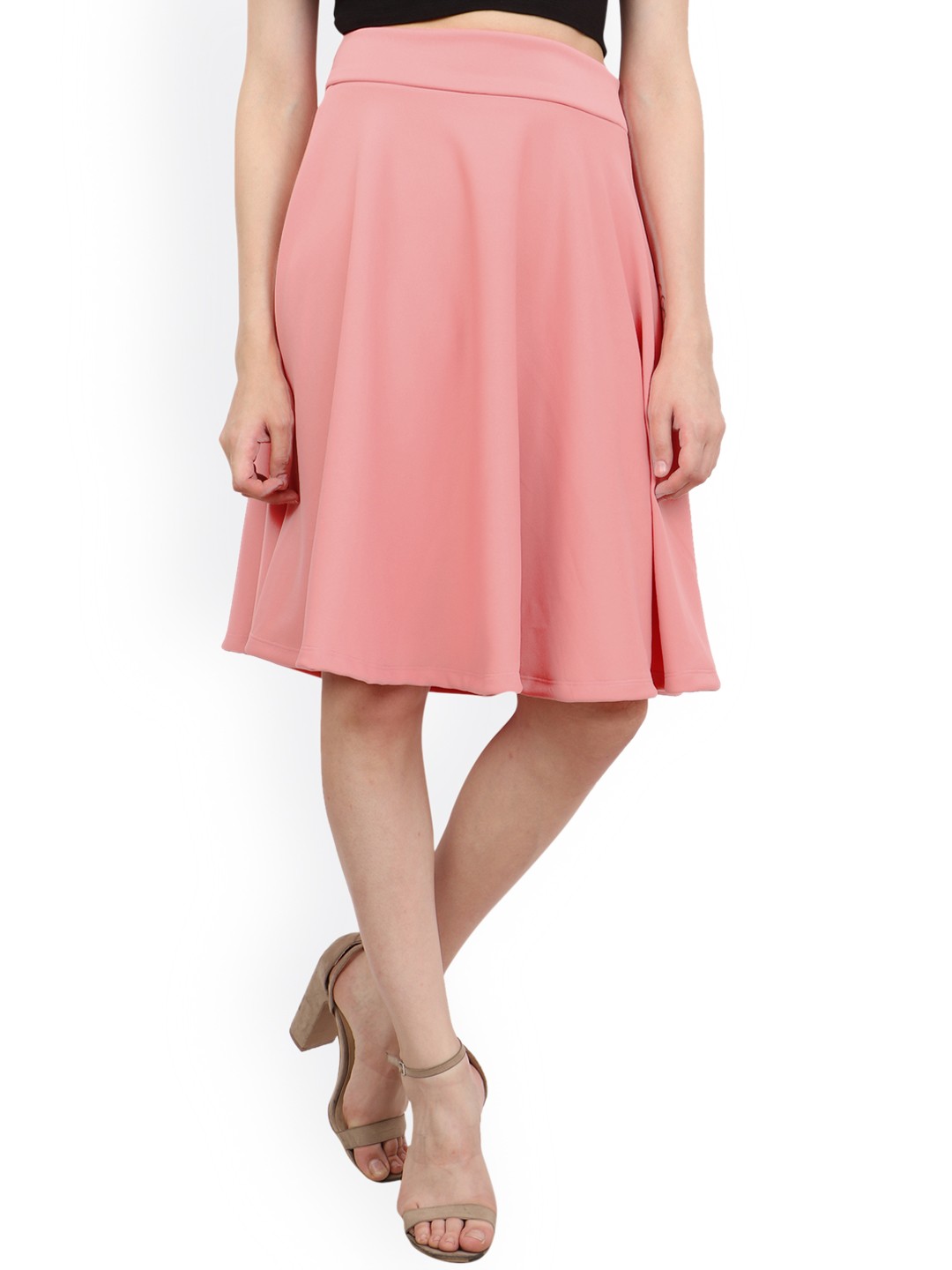 

Cation Pink Flared Knee-Length Skirt