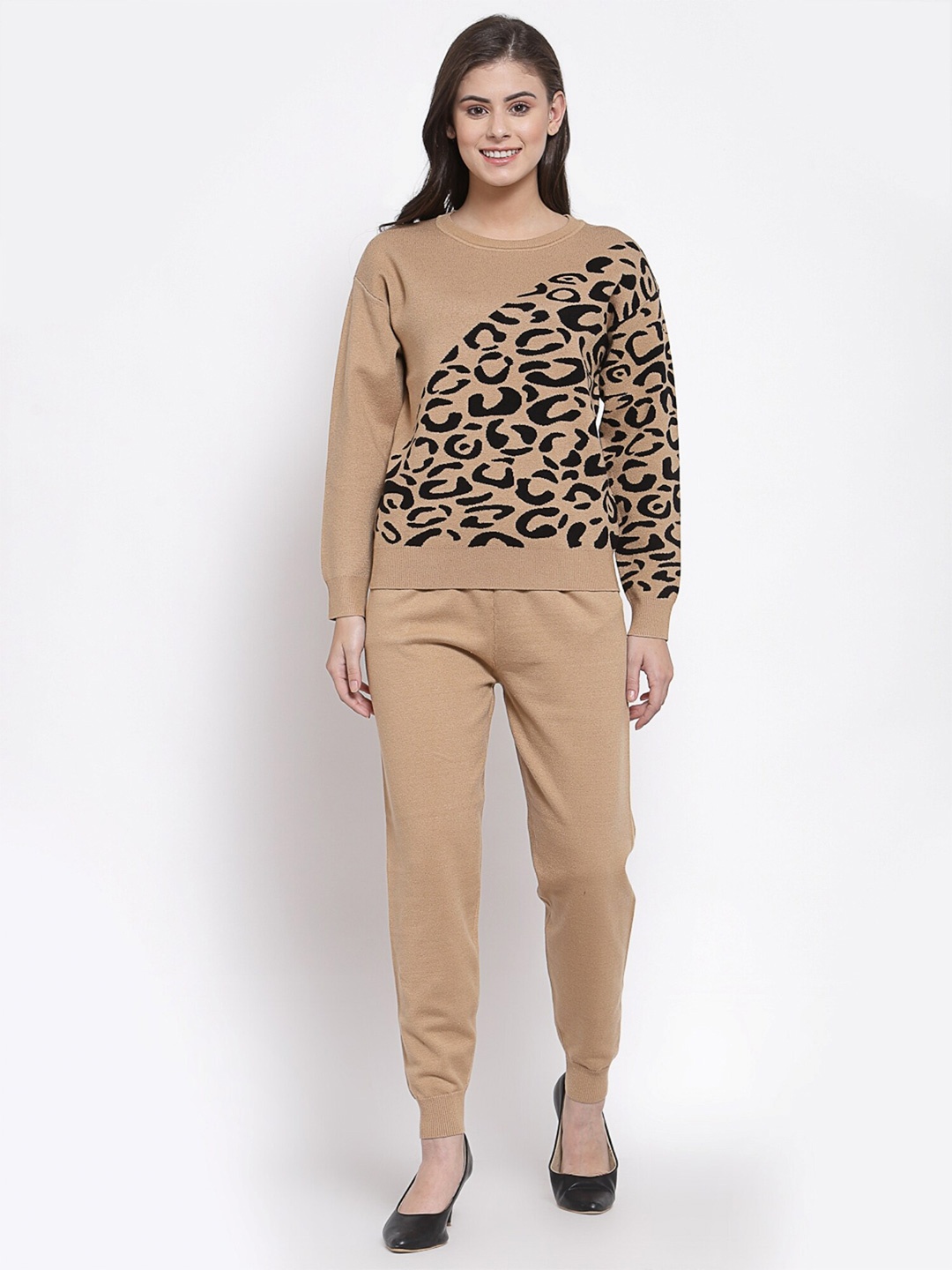

Mafadeny Women Printed Top with Trousers, Brown