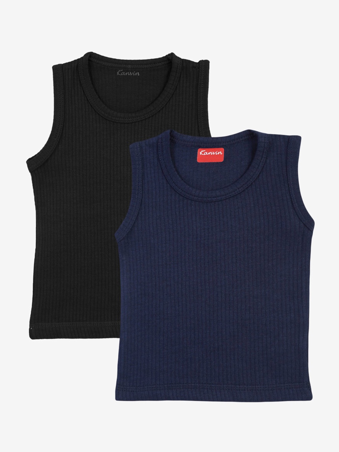 

Kanvin Boys Pack Of 2 Ribbed Thermal Tops, Black