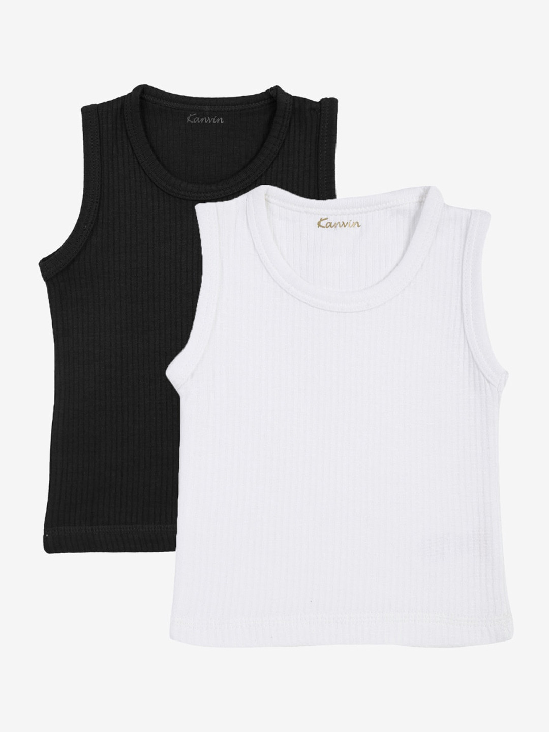 

Kanvin Boys Pack Of 2 Ribbed Thermal Tops, Black