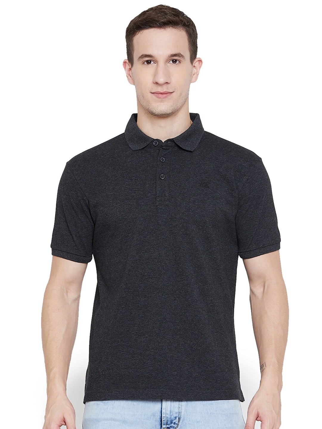 

HARBOR N BAY Men Black Polo Collar T-shirt