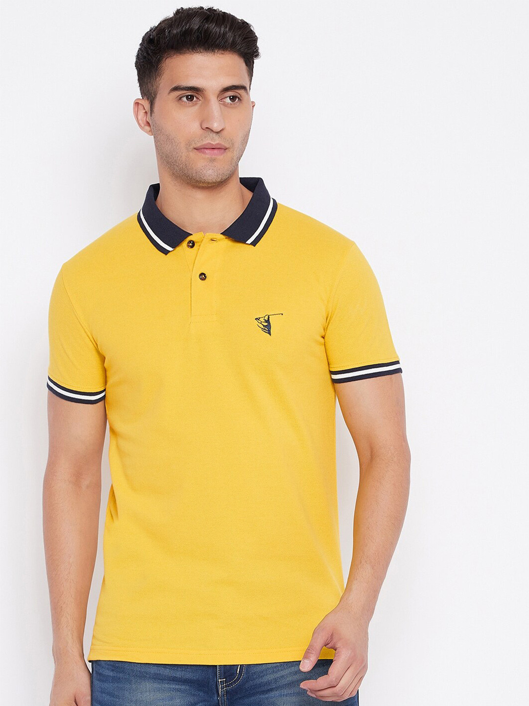

HARBOR N BAY Men Yellow & Black Polo Collar T-shirt