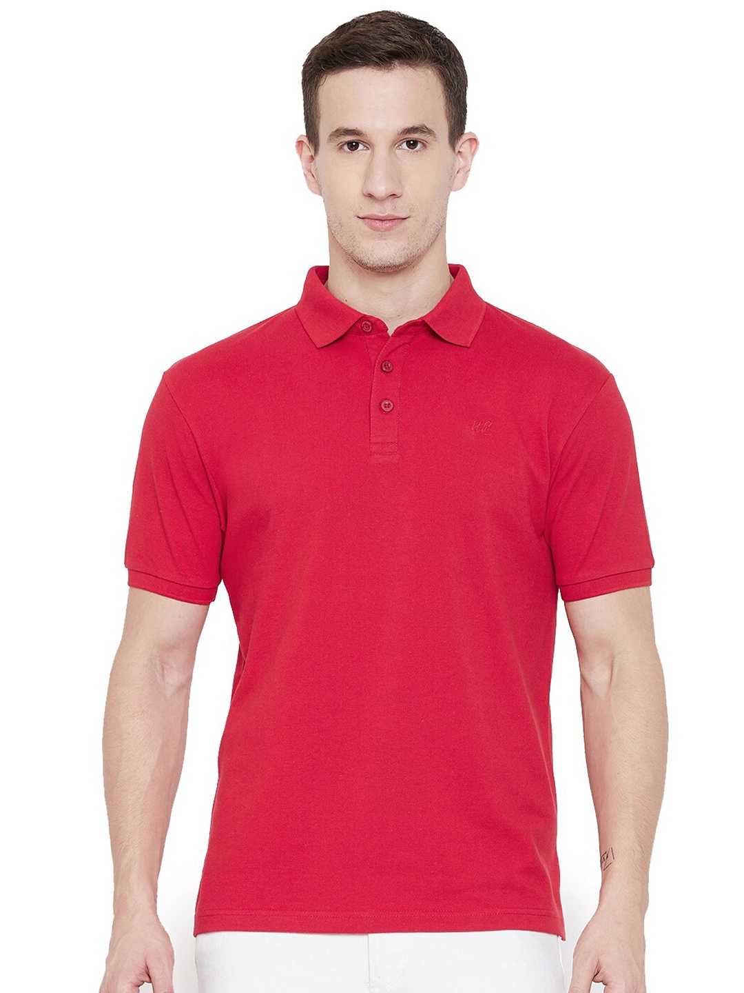 

HARBOR N BAY Men Red Polo Collar T-shirt
