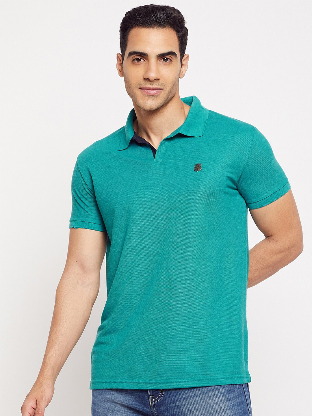 

HARBOR N BAY Men Sea Green Polo Collar T-shirt