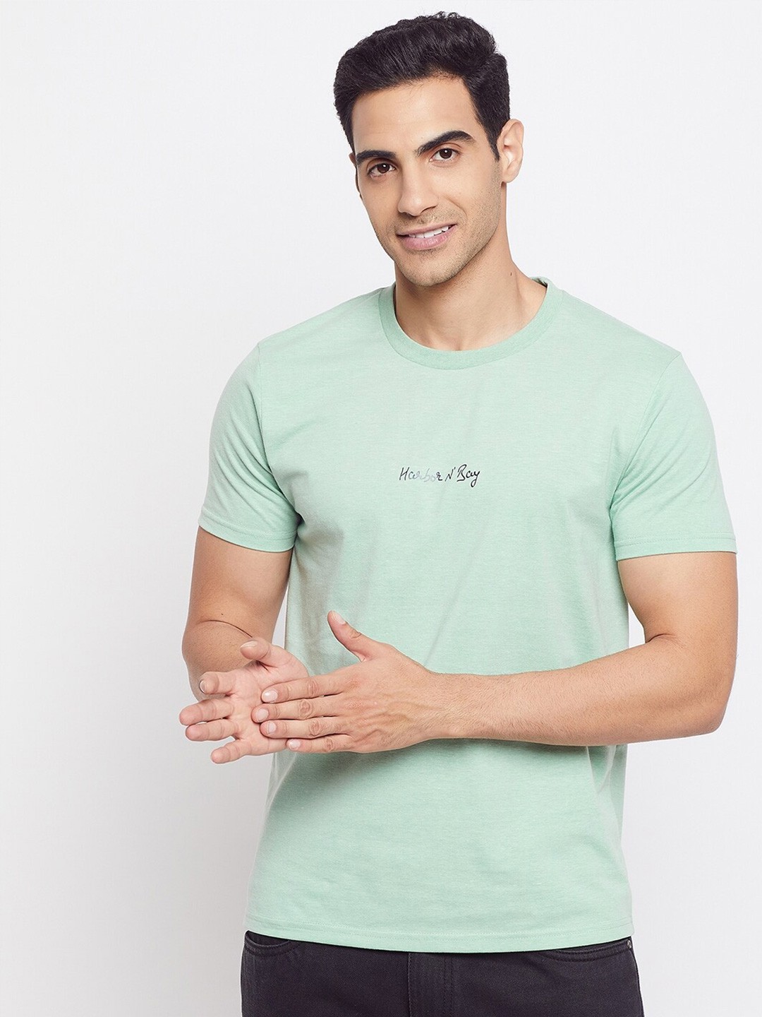 

HARBOR N BAY Men Green Typography T-shirt