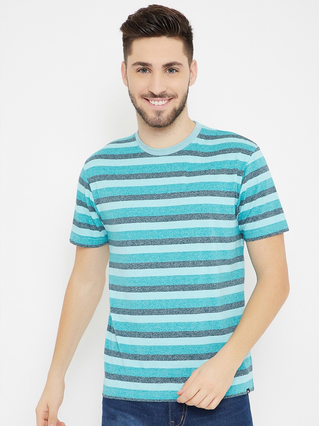 

HARBOR N BAY Men Blue & White Striped T-shirt