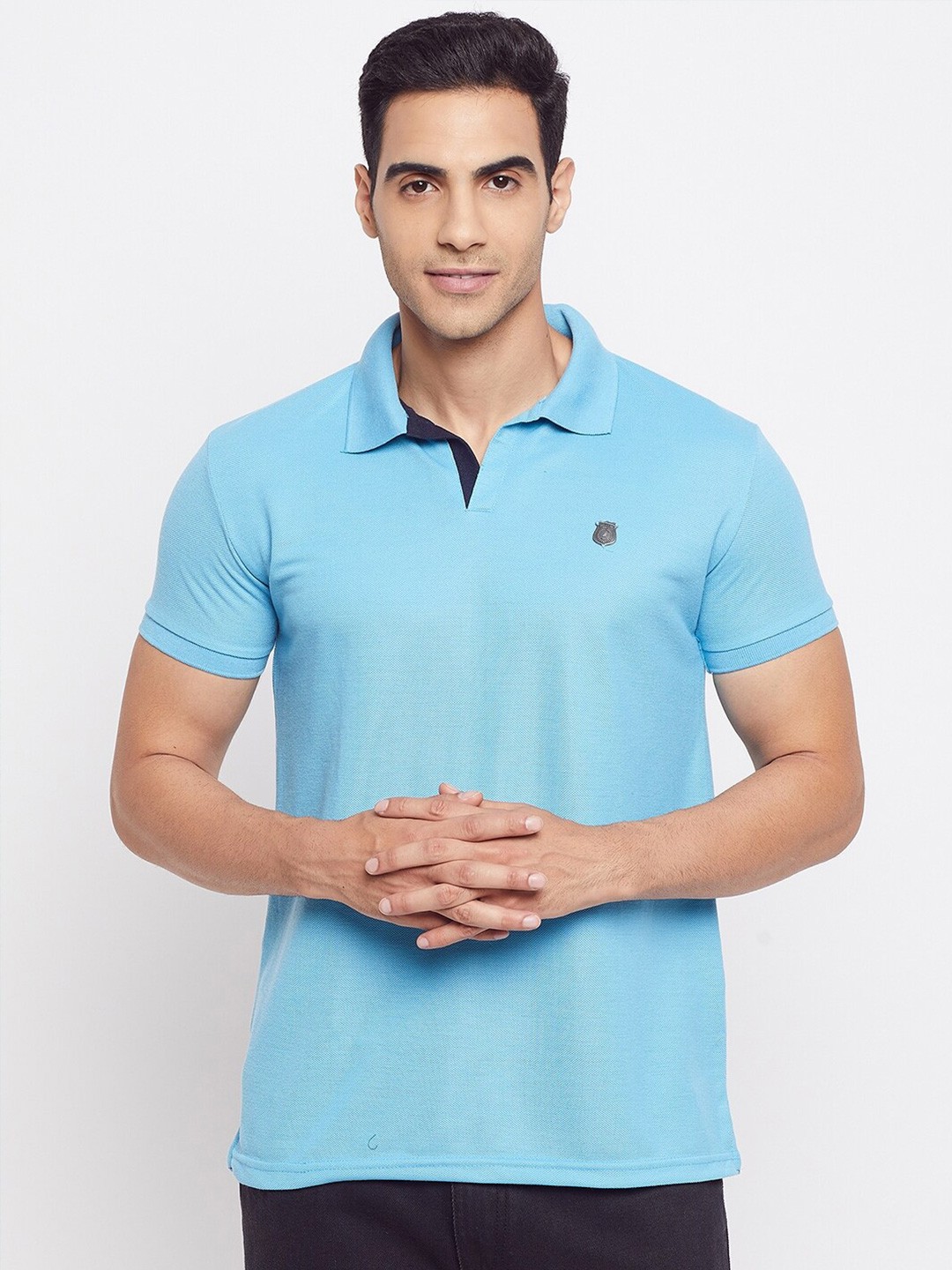 

HARBOR N BAY Men Blue Polo Collar T-shirt
