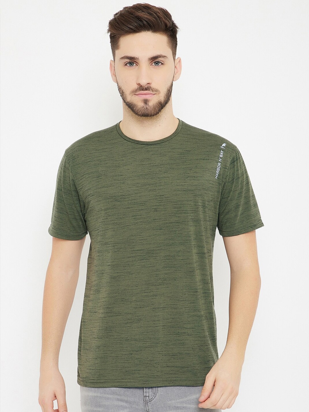 

HARBOR N BAY Men Olive Green T-shirt
