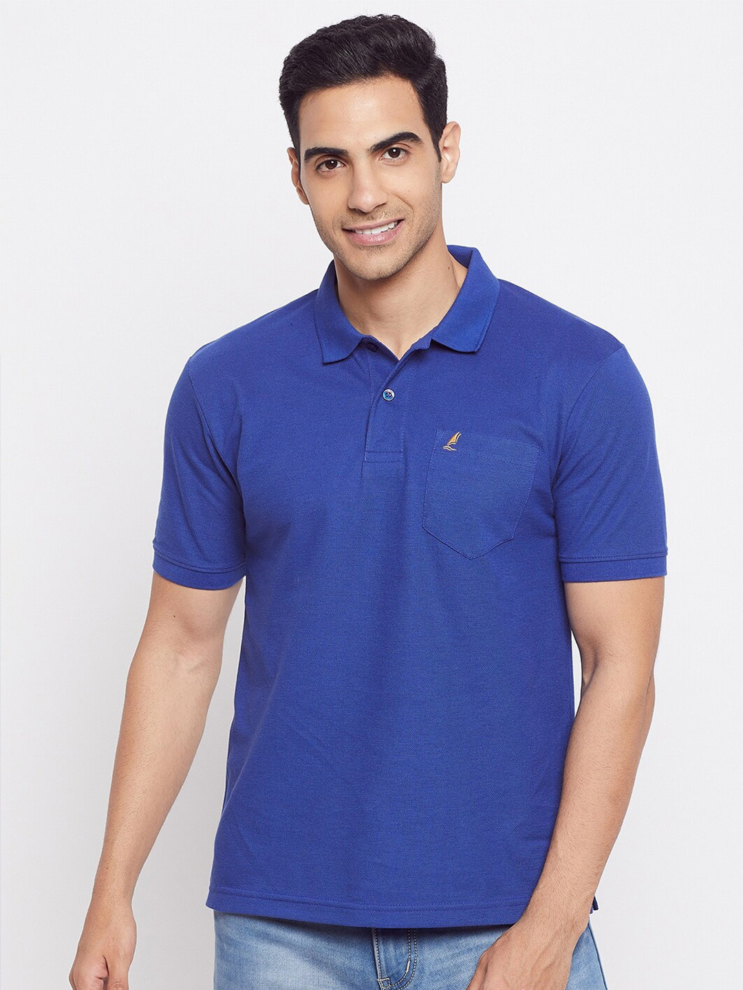 

HARBOR N BAY Men Blue Polo Collar T-shirt