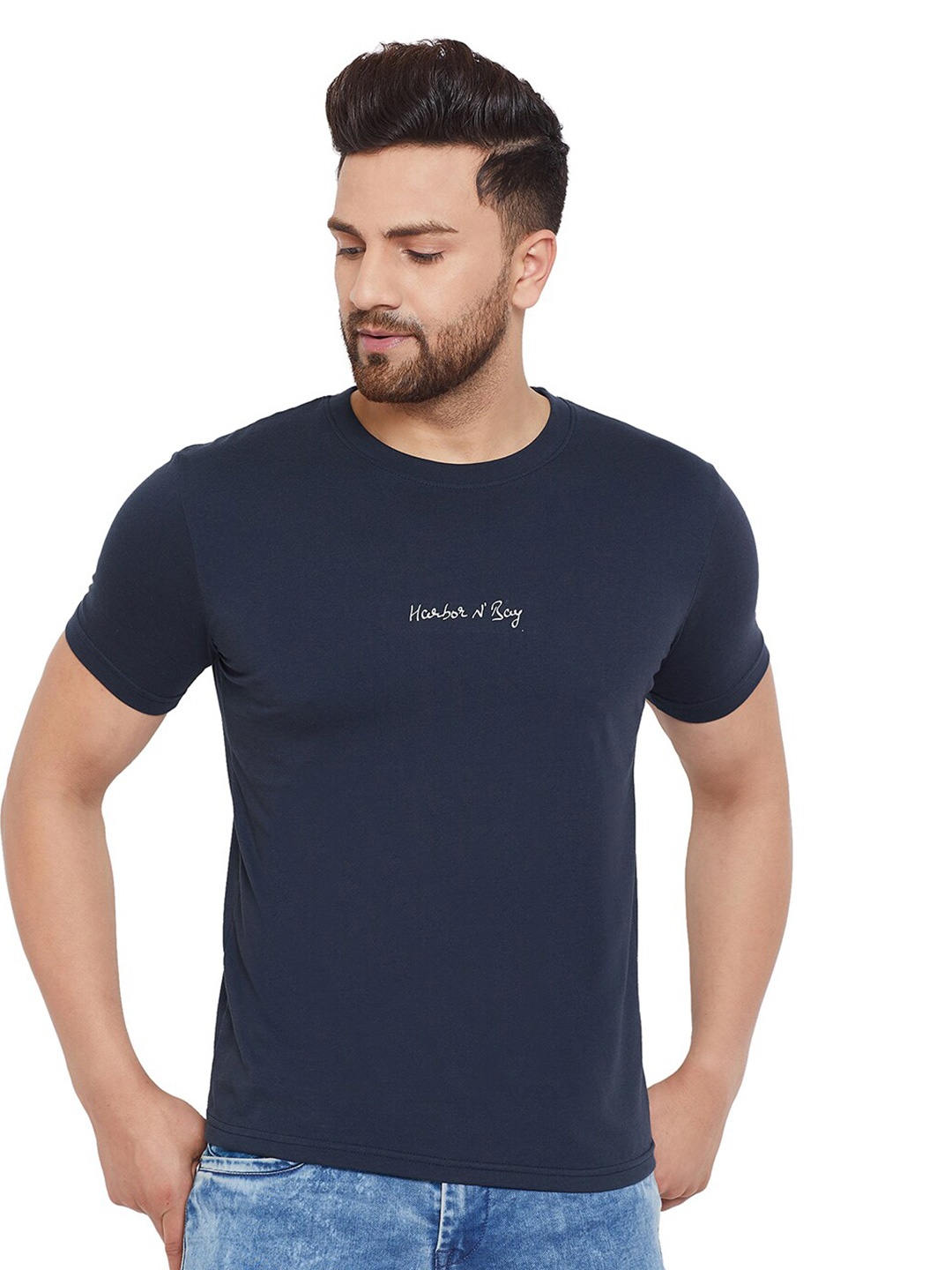 

HARBOR N BAY Men Navy Blue T-shirt