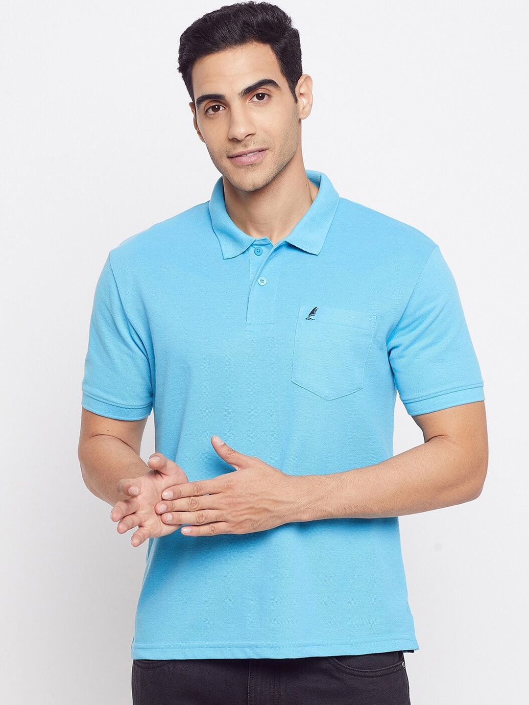 

HARBOR N BAY Men Blue Polo Collar T-shirt