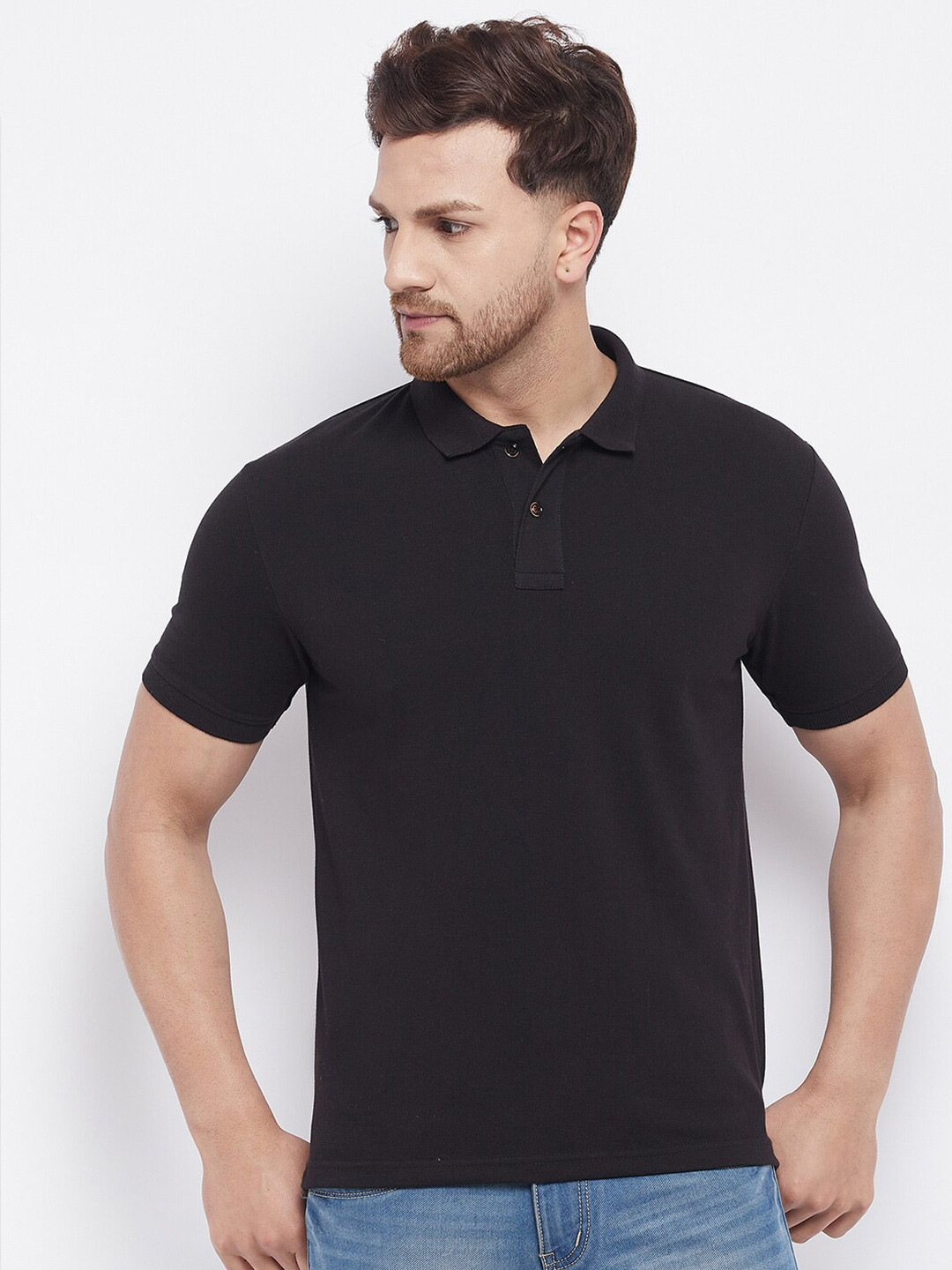 

HARBOR N BAY Men Cotton Polo Collar T-shirt, Black