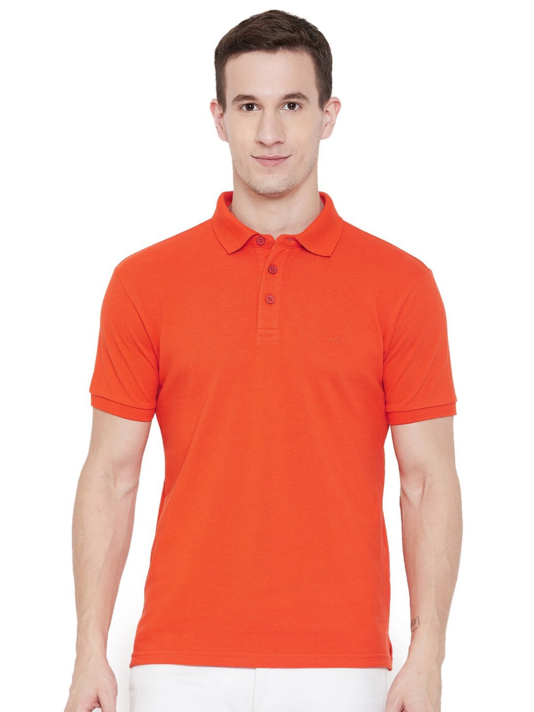 

HARBOR N BAY Men Cotton Polo Collar T-shirt, Orange