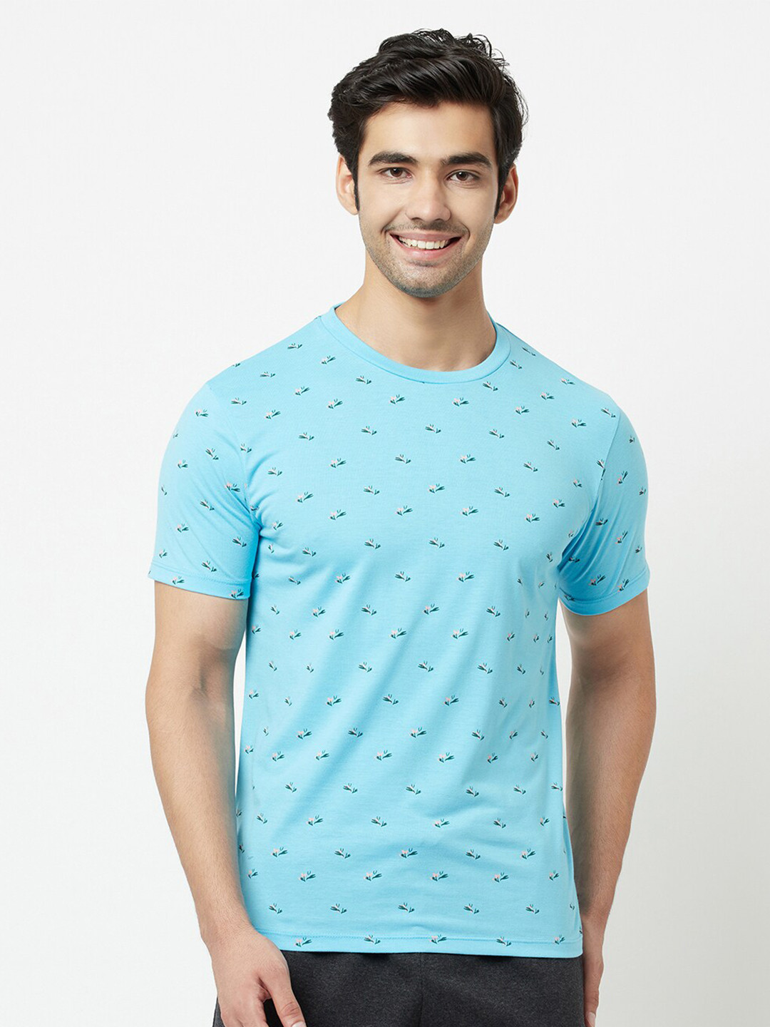 

HARBOR N BAY Men Cotton Floral Printed T-shirt, Blue