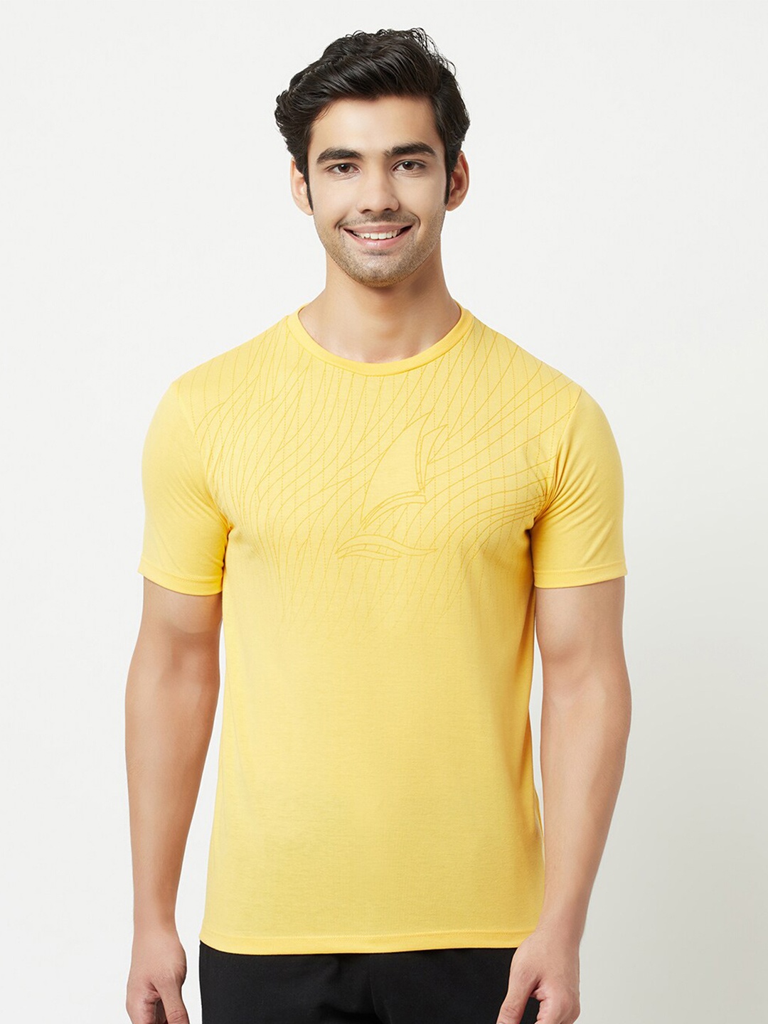 

HARBOR N BAY Men Cotton Printed T-shirt, Yellow