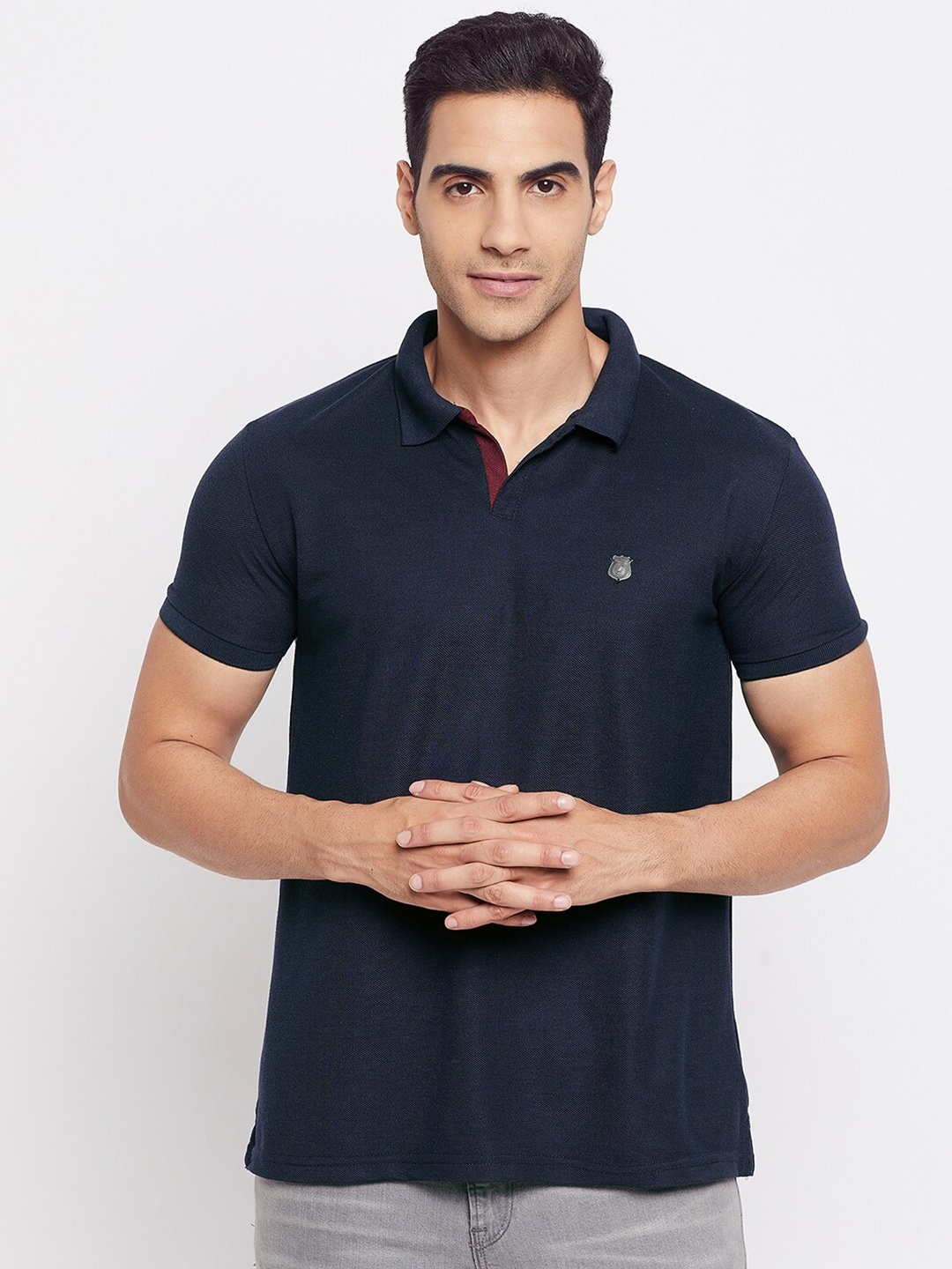 

HARBOR N BAY Men Cotton Polo Collar T-shirt, Navy blue
