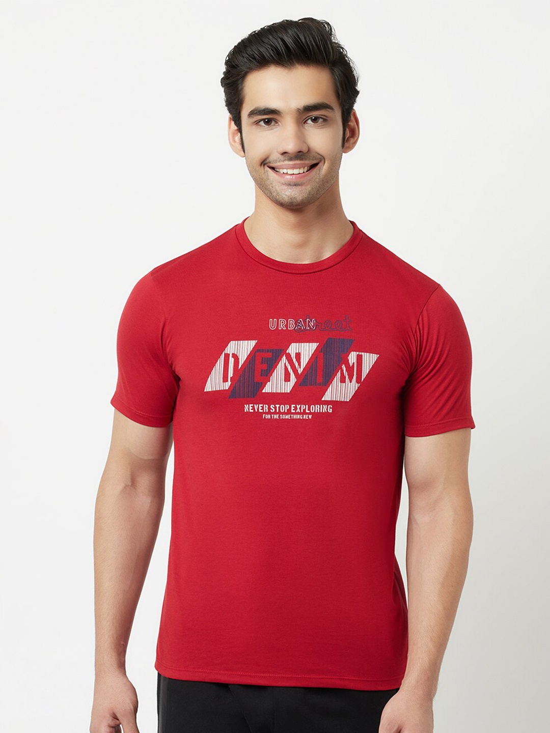 

HARBOR N BAY Men Cotton Typography Printed T-shirt, Red