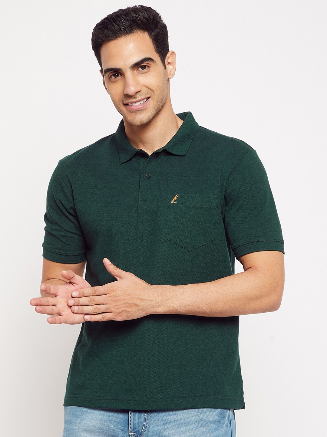 

HARBOR N BAY Men Cotton Polo Collar T-shirt, Green